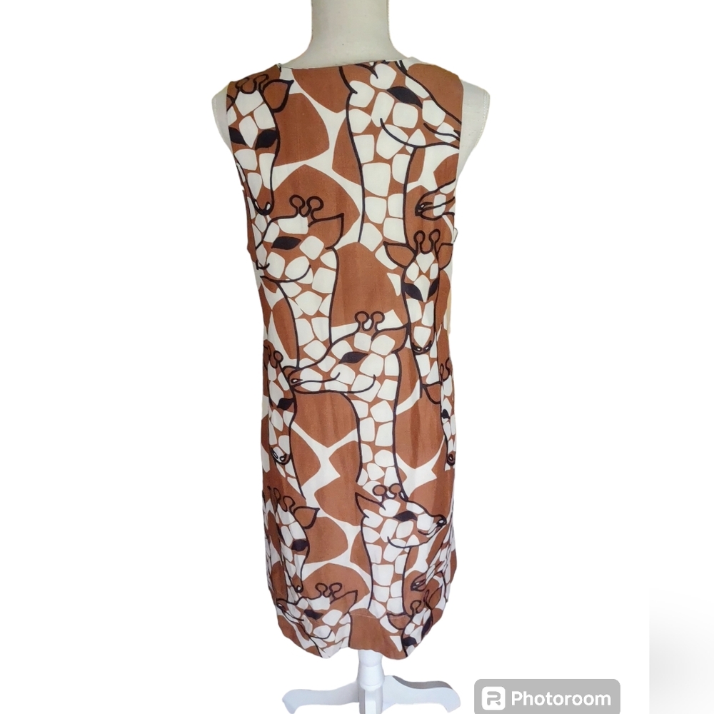 Corey Lynn Calter x Anthropologie Giraffe Linen Feel Shift Dress Brown Size M - Picture 4 of 9
